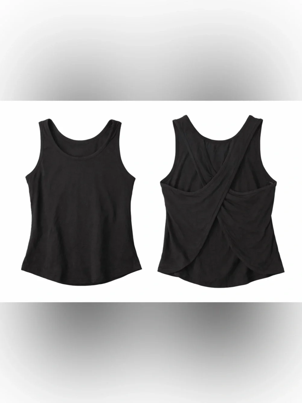 Black Open Back Tank Top Soft Stretch Flowy Minimalist Layering Top Size S - Picture 2 of 2